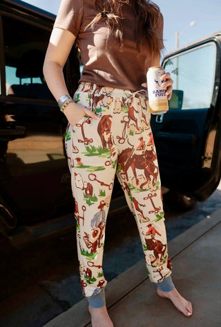 2 Fly Co Vintage Ranch Joggers – Western Cowboy Print Lounge Pants