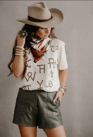 Cream Western Cattle Brand Graphic Tee for Women | Cowgirl Graphic T Shirt | Boutique Western Outfit Top