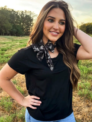 West Texas Toile Latigo Tie Top – Black