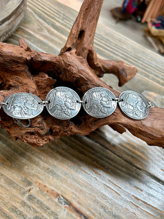 Silver Buffalo Nickel Link Bracelet