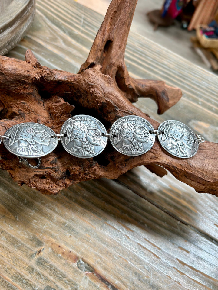 Silver Buffalo Nickel Link Bracelet