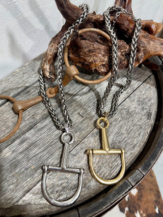 22” Horse Bit Snaffle Necklace – Western Chain Necklace in Silver & Gold, Cowgirl Equestrian Jewelry