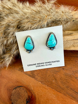 Chassity Belone Navajo Turquoise Sterling Silver Stud Earrings