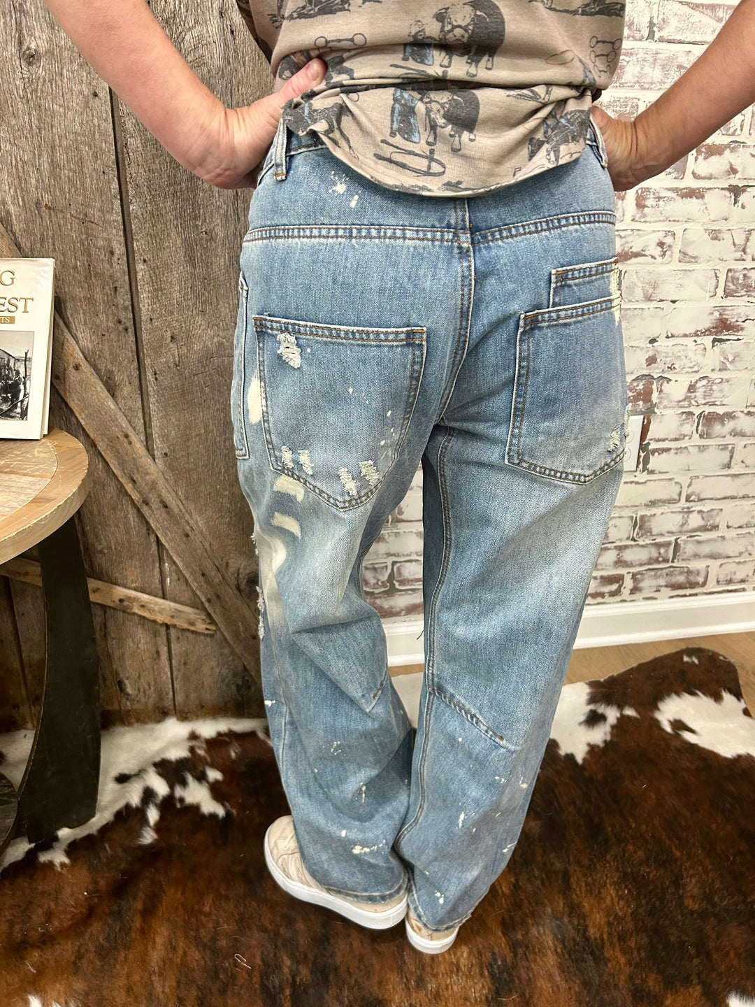 Oli & Hali Washed Distressed Barrel Jeans-RESTOCKED!!