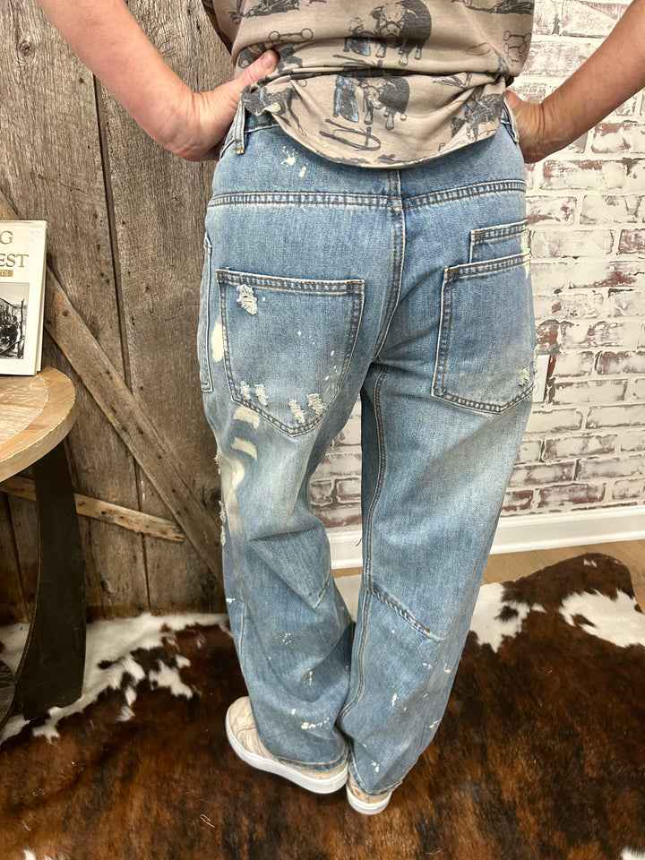 Oli & Hali Washed Distressed Barrel Jeans-RESTOCKED!!