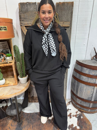 Zenana  Black Ribbed Loungewear Set - Chic Matching Loungewear