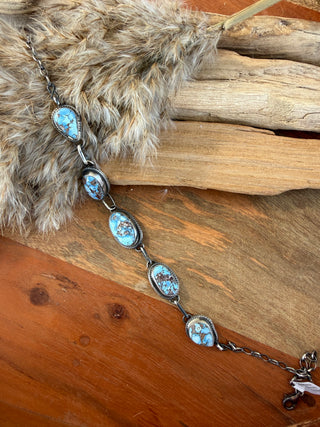 John Skeets Golden Hills Turquoise Sterling Silver Choker Necklace