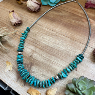 26 inch Graduated Blue Turquoise Statement Necklace - Barbwire n Bougie Boutique