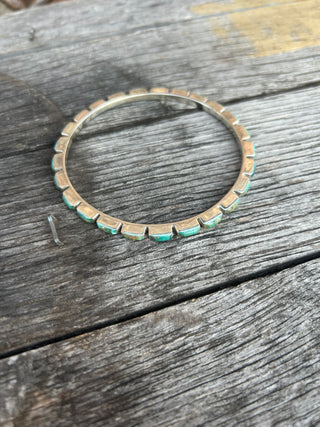 Slim Sterling & Turquoise Inlay Bangle Bracelet