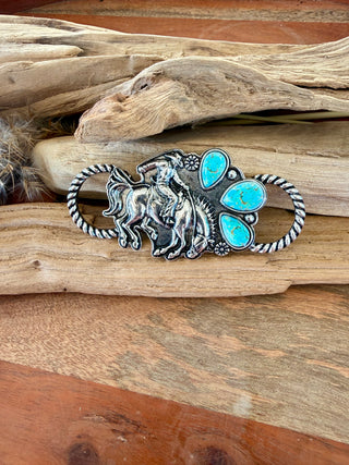 Turquoise Bucking Bronco Western Twilly Slide