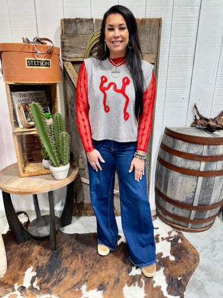 A Bit Western Snaffle Bit Embroidered Cropped T Shirt Top | Layered Cowgirl Graphic Shirt-2 Fly Co. 