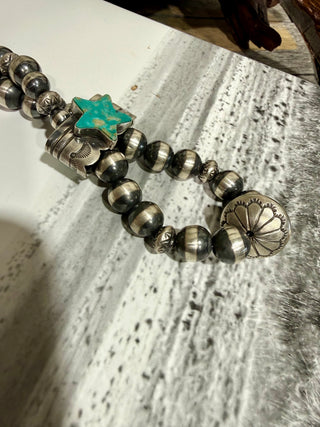 Robert Johnson Reversible Turquoise Jocla Navajo Pearl Necklace – 30” * Native American