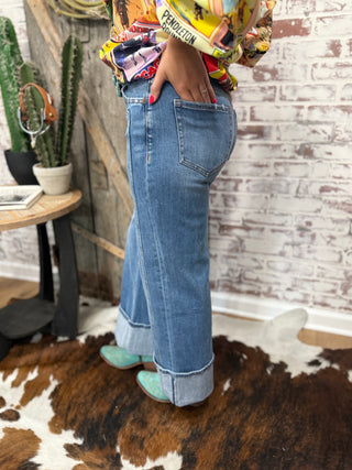 Flying Monkey Wide Leg Cuff Jeans
