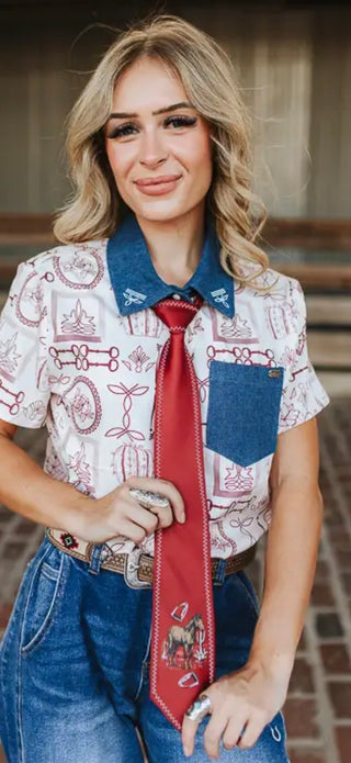 Burgundy Horse Western Statement Tie