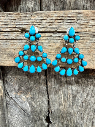 
Sleeping Beauty Turquoise Chandelier Earrings – Sterling Silver Western Statement Jewelry
