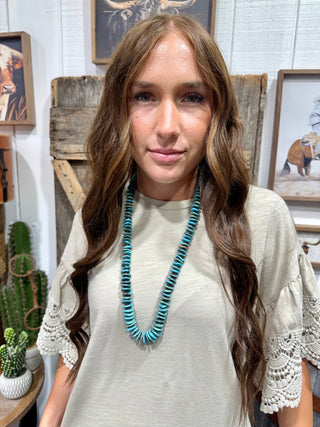 28” Turquoise Howlite Disc Necklace | Western Layering Necklace for Cowgirls - Barbwire n Bougie Boutique