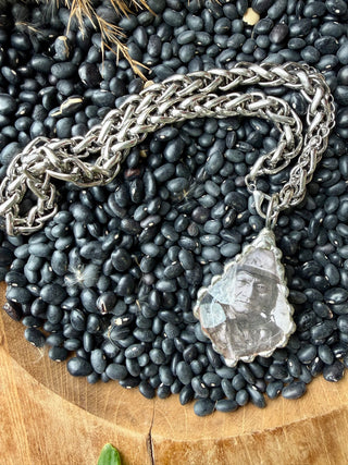 Hand Soldered Vintage Sitting Bull Portrait Pendant Necklace – Chunky Silver Chain Statement