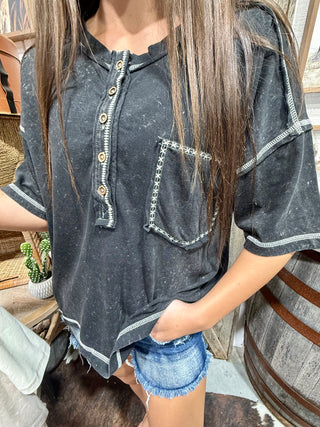 Backroad Mineral Wash Henley Top-3 Colors