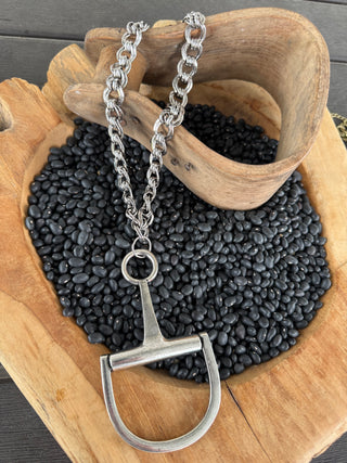 Silver Western Snaffle Bit Chain Necklace