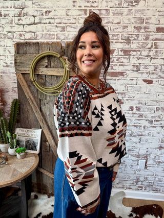 Lean On Me Aztec Print Sweater