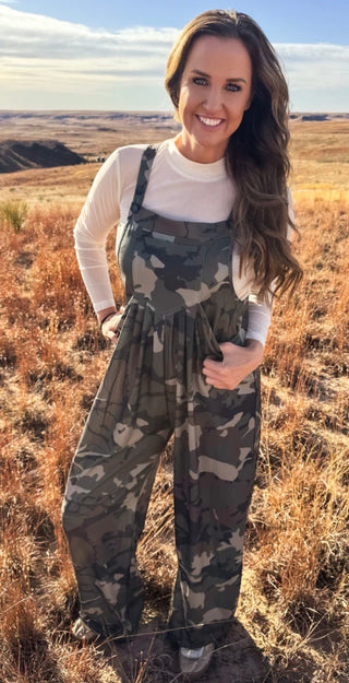 
Sterling Kreek Camo Wide Leg Jumpsuit for Women | Western Camouflage Overall Romper