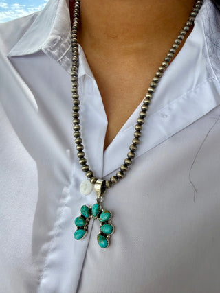 Kingman Turquoise Naja Pendant – Sterling Silver Western Statement Piece 