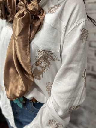 Don’t be A Legend Be A Cowgirl Linen Western Shirt