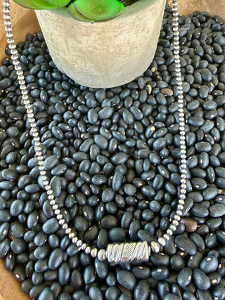 16” Sterling Silver Barrel Bead Choker Necklace