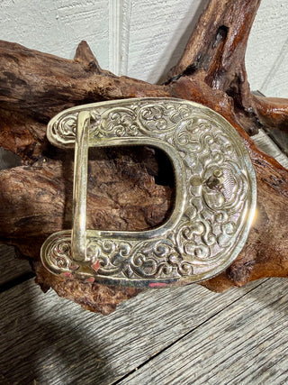 Handcrafted German Silver belt buckle featuring Orange Spiny Oyster and Kingman Turquoise. Bold Southwestern style and authentic Western charm Back