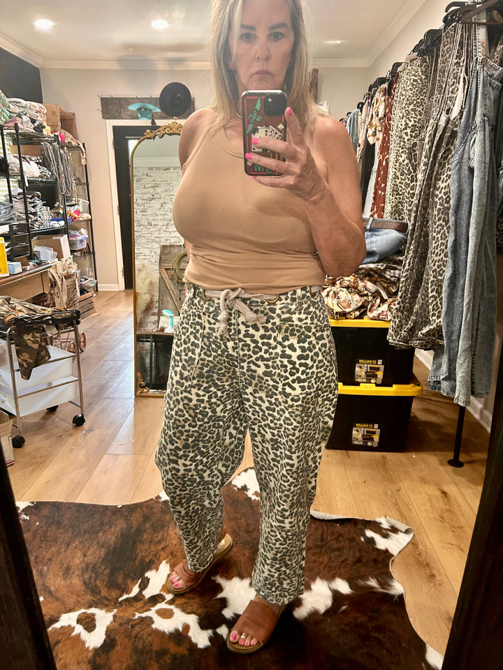 Leopard Print Denim Jeans