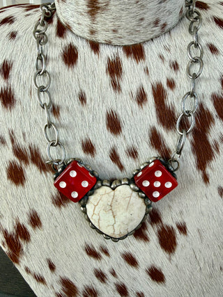 Art By Amy “Love Gambler” Heart & Dice Necklace – 16”