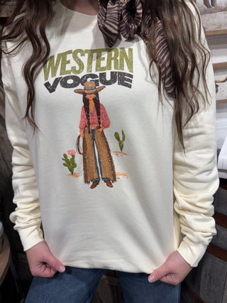 Western Vogue Cowgirl Graphic Sweatshirt