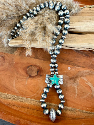 Robert Johnson Reversible Turquoise Jocla Navajo Pearl Necklace – 30” * Native American