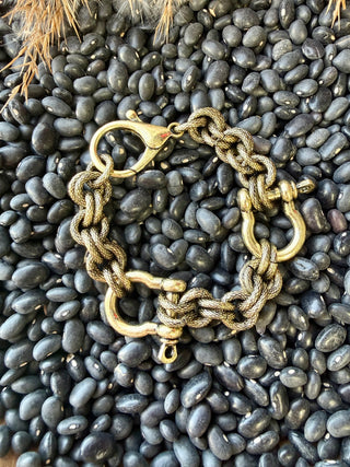 Gold Equestrian Chain Link Bracelet – Western Shackle Statement Bracelet