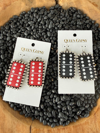 Domino Rhinestone Statement Earrings | Western Game Night Dangle Earrings