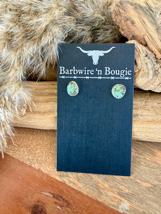Natural Turquoise Sterling Silver Stud Earrings