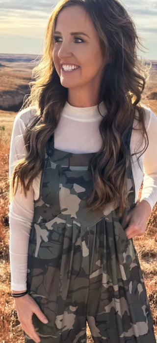 
Sterling Kreek Camo Wide Leg Jumpsuit for Women | Western Camouflage Overall Romper