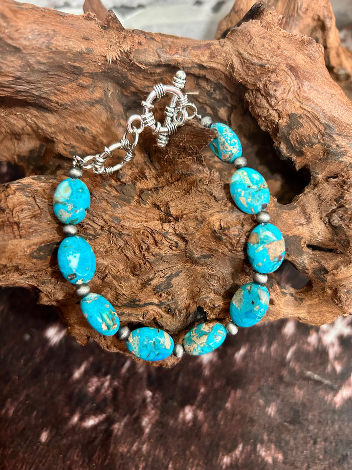 Handmade Oval Gemstone Adjustable Bracelet