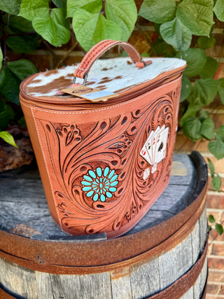 Tooled Leather Vegas NFR Jewelry & Makeup Carrying Case – Western Rodeo Travel Bag