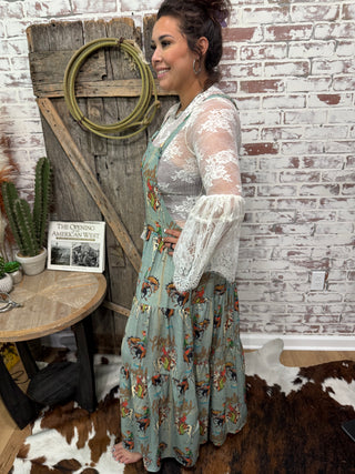Turquoise Haven Blue Howdy Overall Dress