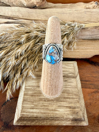 Sterling Silver Golden Hills Turquoise Cigar Band Ring Size 6