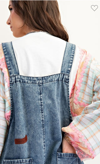 Relaxed Fit Flower Patch Overalls-Easel