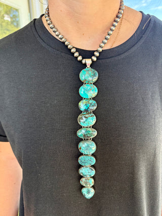 Kingman Turquoise 9” Sterling Silver Lariat Pendant