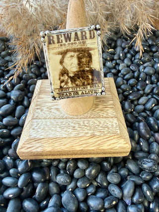Wanted Poster Statement Ring – Western Outlaw Portrait Adjustable Ring