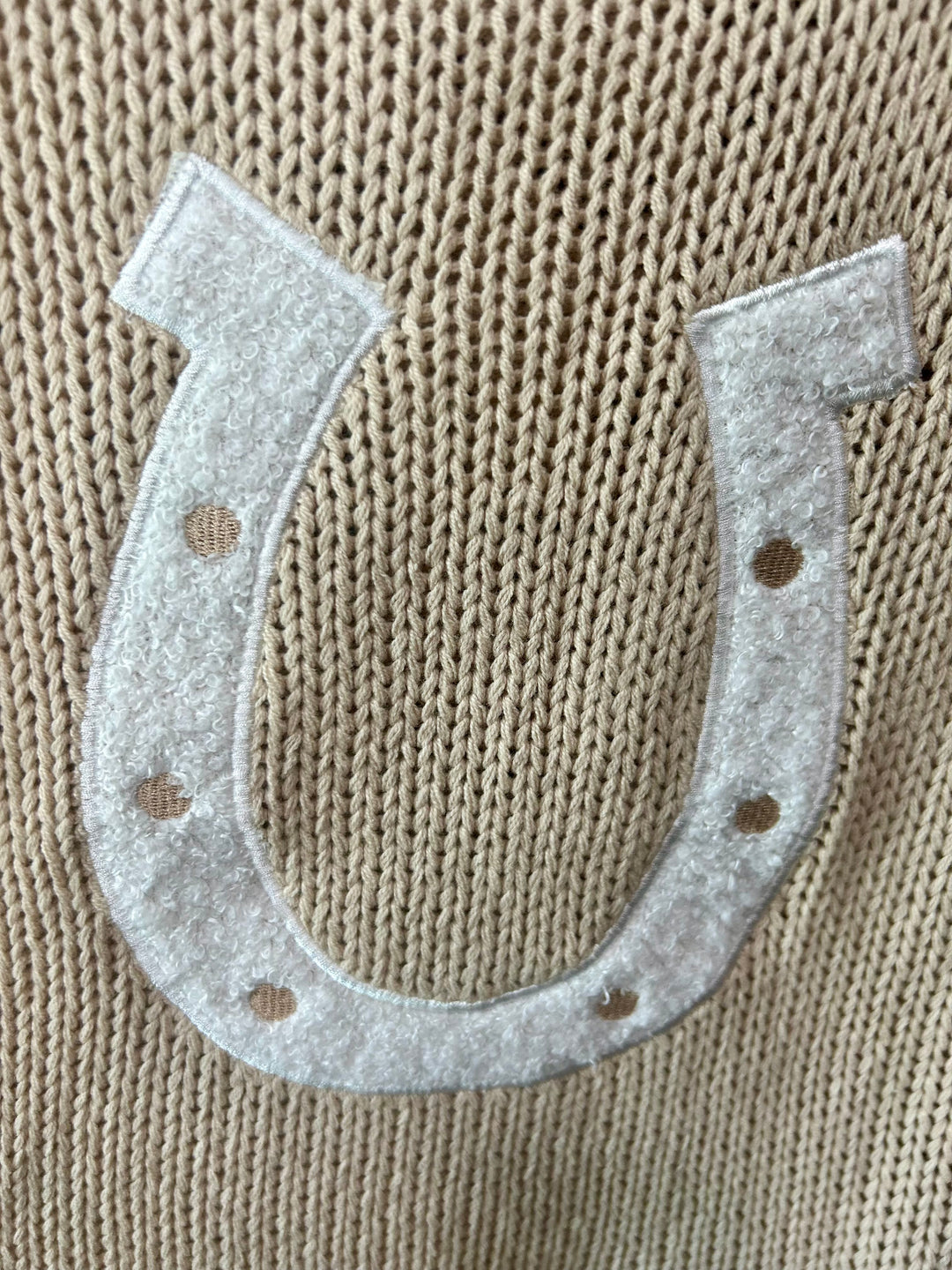 Feeling Lucky Tan Horseshoe Sweater Vest