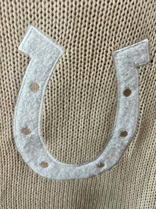 Feeling Lucky Tan Horseshoe Sweater Vest