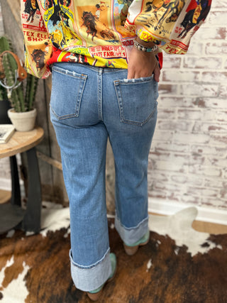 Flying Monkey Wide Leg Cuff Jeans