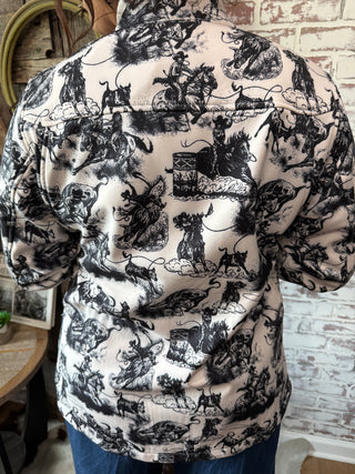 Life Is A Rodeo Western Lifestyle Print Lightweight Jacket