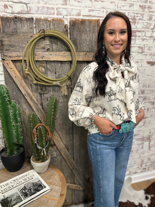 All The Wild Horses Tie Top Blouse
