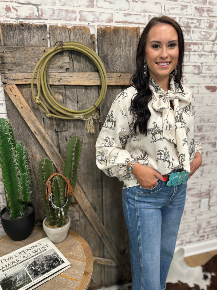 All The Wild Horses Tie Top Blouse